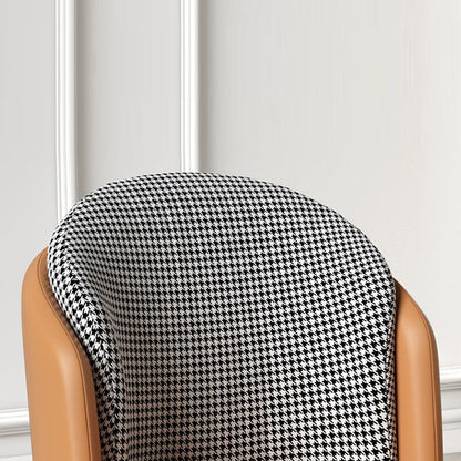 Modern Luxury Square Upholstered Curved Backrest Genuine Leather Fabric Iron Dining Chair For Dining Room