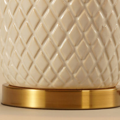 European Vintage Striped Ceramic Base Fabric 1-Light Table Lamp