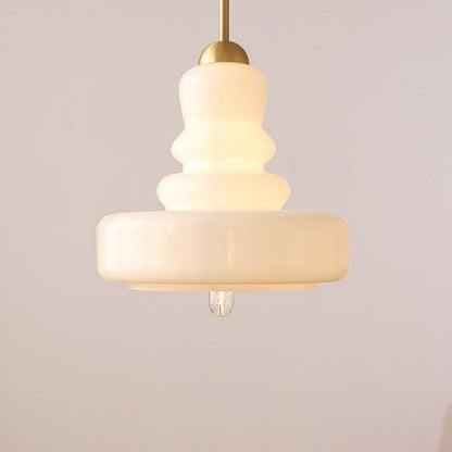 Contemporary Vintage Round Gourd Iron Copper Glass 1-Light Pendant Light For Living Room