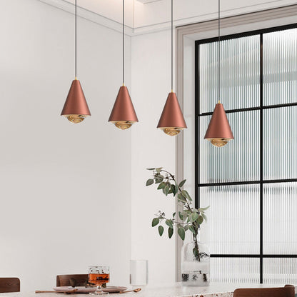 Modern Minimalist Solid Color Free Lift Conical 1-Light Pendant Light