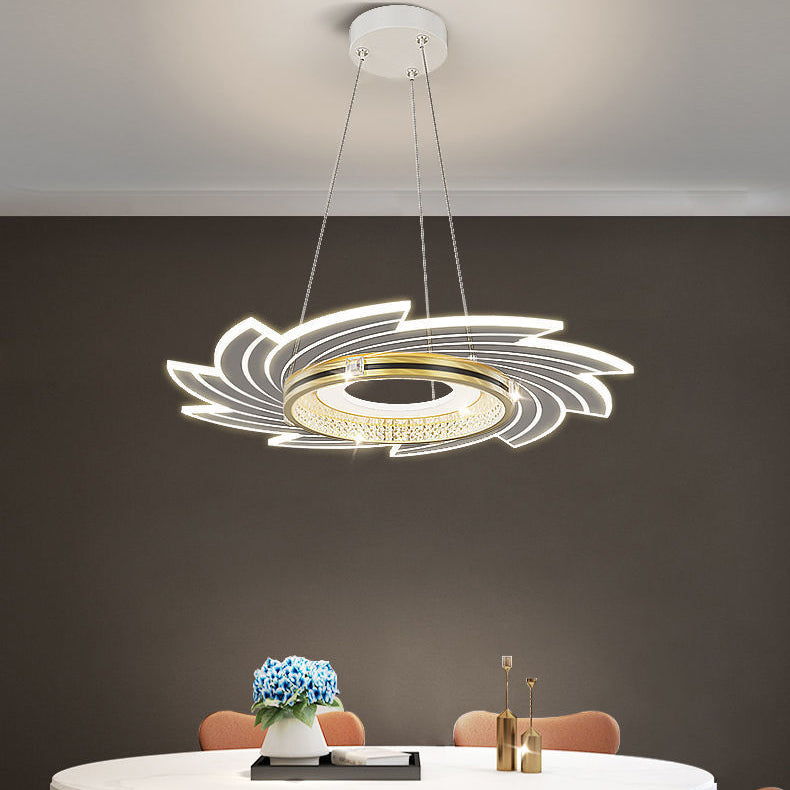 مصباح LED معلّق بتصميم دوامة من الأكريليك الكريستالي الفاخر المعاصر لغرفة النوم 