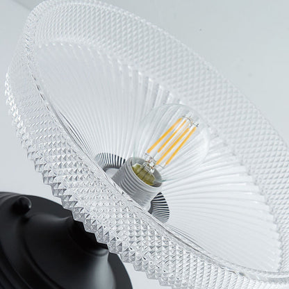 Nordic Vintage Glass Floral Round Geometry 1-Light Semi-Flush Mount Ceiling Light