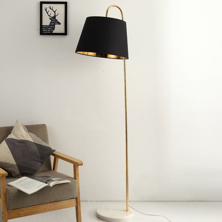 Nordic Modern Solid Color Fabric Shade Marble 1-Light Standing Floor Lamp