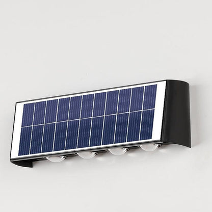 مصباح حائط LED مستطيل الشكل مقاوم للماء يعمل بالطاقة الشمسية بتصميم عصري بسيط مصنوع من مادة ABS PMMA للفناء الخارجي