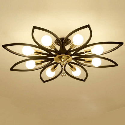 Nordic Light Luxury Wrought Iron Crystal 6/8-Light Flush Mount Ceiling Light