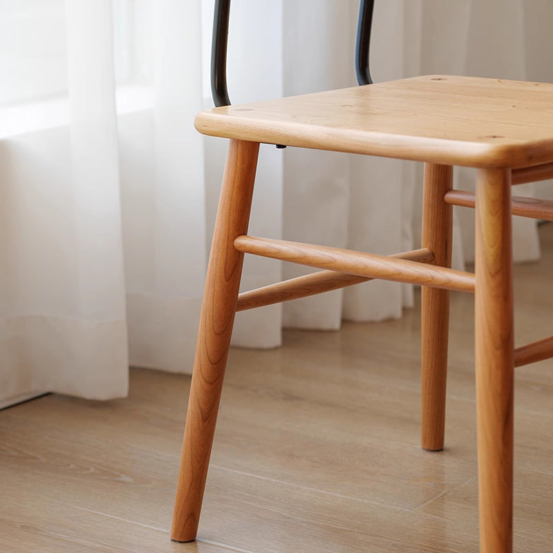 Traditional Vintage Square Cherry Wood Dining Chair Backrest For Dining Room