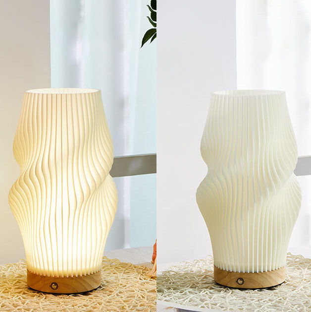 Nordic Creative Geometry 3D Printed Wood Base 1-Light Table Lamp