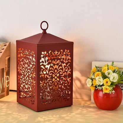 Vintage Metal Hollow Square Lanterns 2-Light Melting Wax Table Lamp
