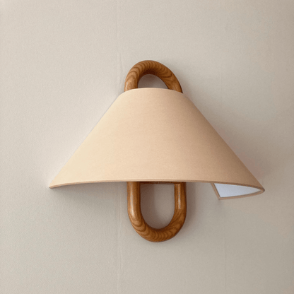 Modern Original Solid Wood Pleated Semi-Circle 1-Light Wall Sconce Lamp
