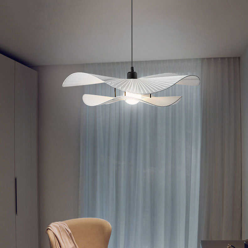 Minimalist Fabric 1-Light White Ruffle Pendant Light