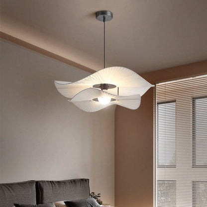Minimalist Fabric 1-Light White Ruffle Pendant Light