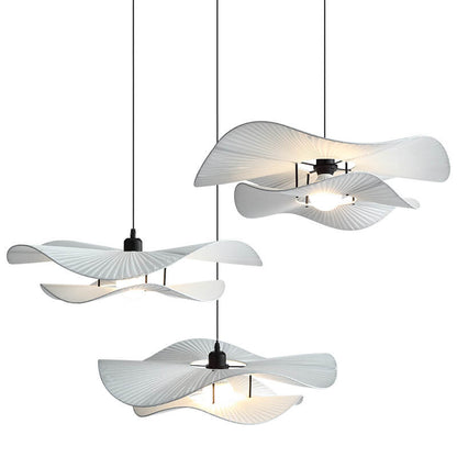 Minimalist Fabric 1-Light White Ruffle Pendant Light