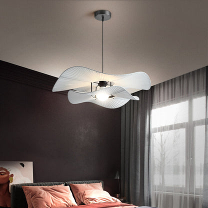 Minimalist Fabric 1-Light White Ruffle Pendant Light