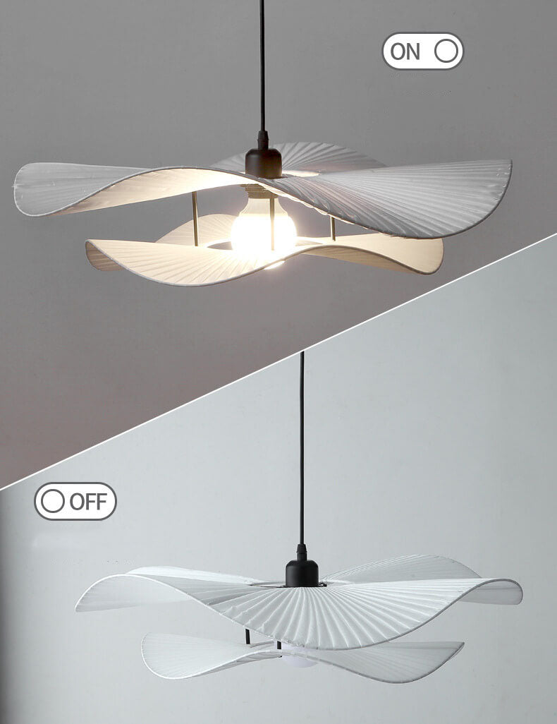 Minimalist Fabric 1-Light White Ruffle Pendant Light