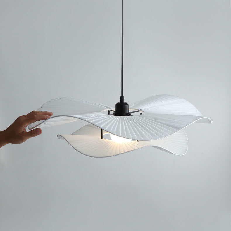 Minimalist Fabric 1-Light White Ruffle Pendant Light