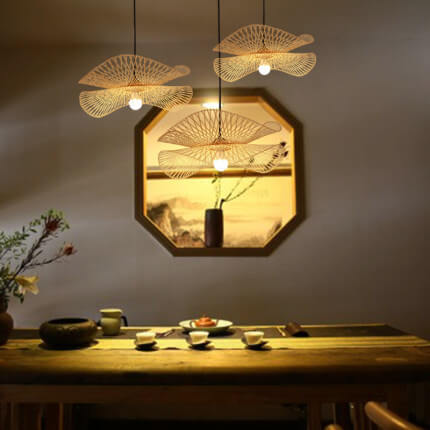 Modern Bamboo Weaving 1-Light Butterfly Pendant Light
