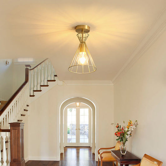 Simple 1-Light Bell Shaped Semi-Flush Mount Lighting