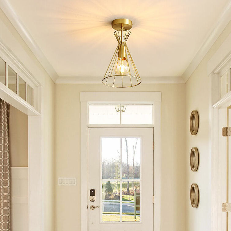 Simple 1-Light Bell Shaped Semi-Flush Mount Lighting
