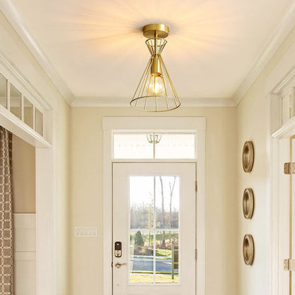 Simple 1-Light Bell Shaped Semi-Flush Mount Lighting