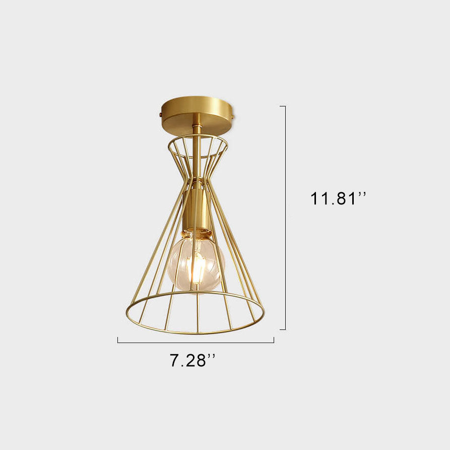 Simple 1-Light Bell Shaped Semi-Flush Mount Lighting