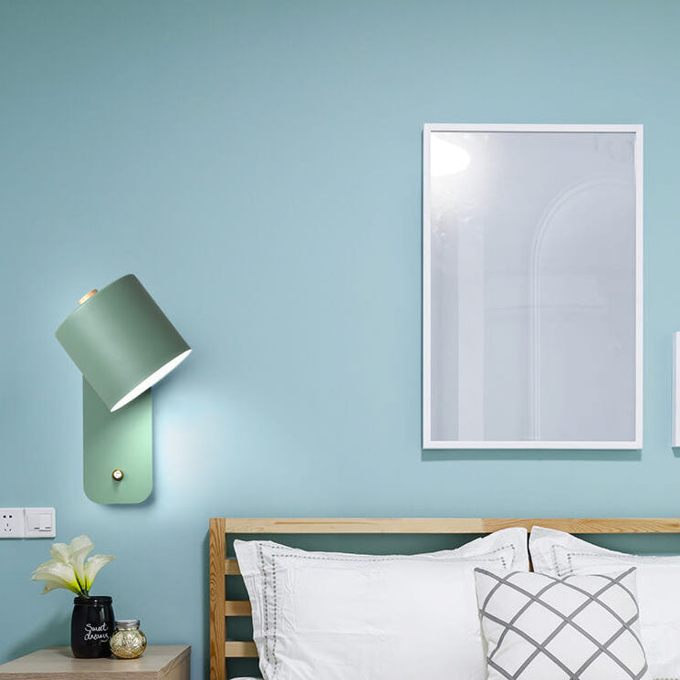 Nordic Macaron Cylinder Shape Rotatable 1-Light Wall Sconce Lamps