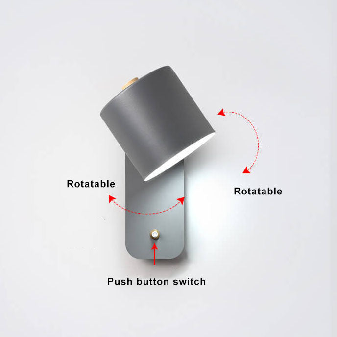 Nordic Macaron Cylinder Shape Rotatable 1-Light Wall Sconce Lamps