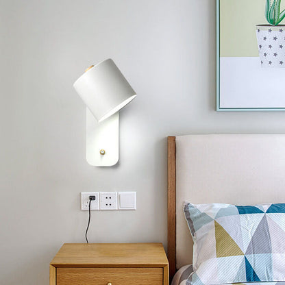 Nordic Macaron Cylinder Shape Rotatable 1-Light Wall Sconce Lamps