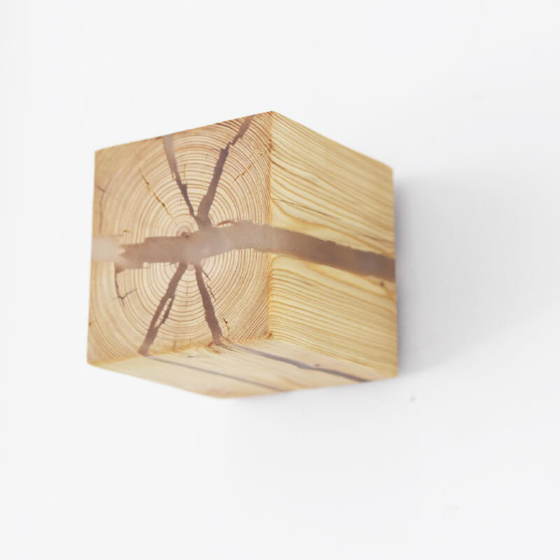 Creative Cracked Solid Wood Square 1-Light Wall Sconce Lamps