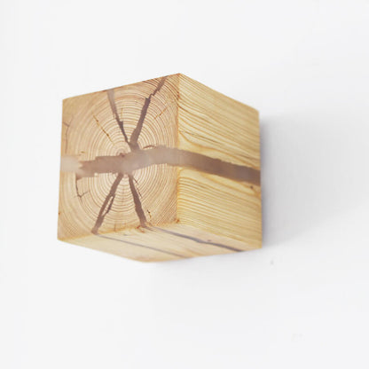 Creative Cracked Solid Wood Square 1-Light Wall Sconce Lamps