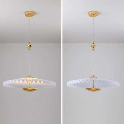 Modern Art Deco Pleated Round Acrylic Iron LED Chandelier For Living Room