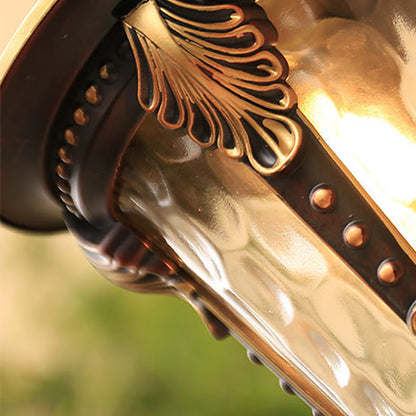 Traditional European Cylinder Quadrilateral Aluminum Glass 1-Light Wall Sconce Lamp For Outdoor Patio