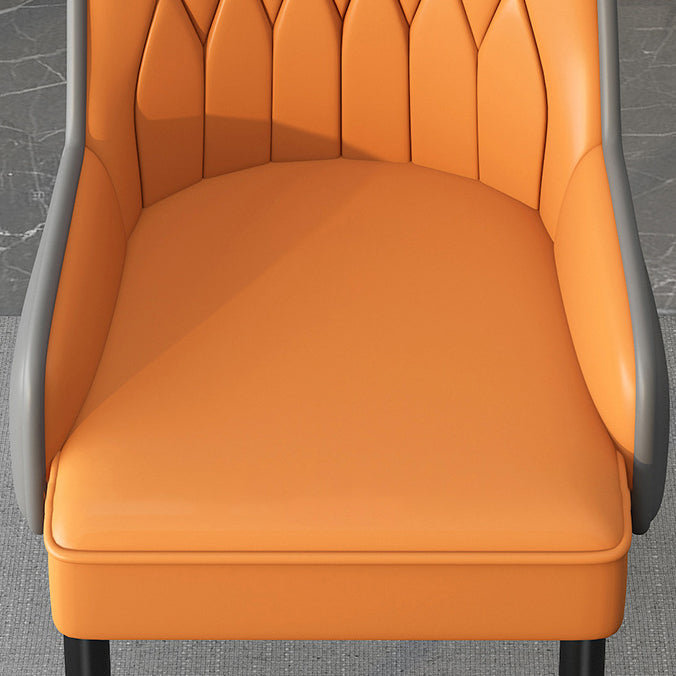 Modern Simplicity Leather Sponge Carbon Steel Metal Square Dining Chair Backrest Armrest For Dining Room