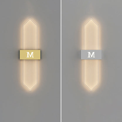 Modern Luxury Iron Acrylic Elliptical Strip Pointed LED Wall Sconce Lamp For Living Room