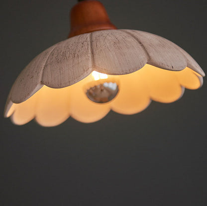 Modern Vintage Ceramic Solid Wood 1-Light Pendant Light