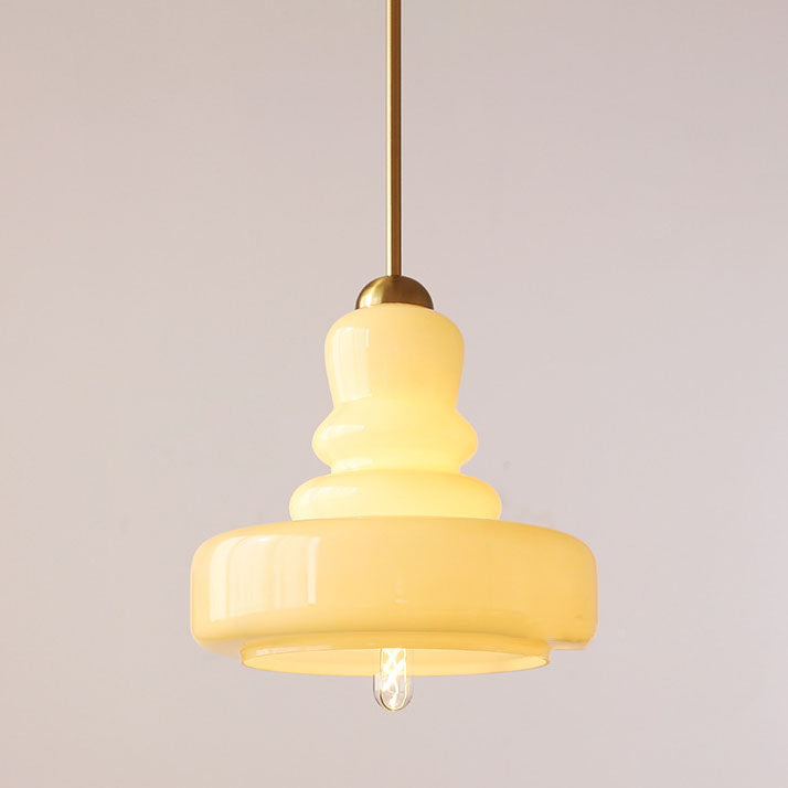 Contemporary Vintage Round Gourd Iron Copper Glass 1-Light Pendant Light For Living Room