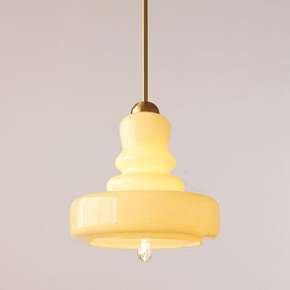 Contemporary Vintage Round Gourd Iron Copper Glass 1-Light Pendant Light For Living Room
