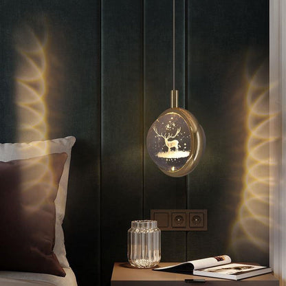 Modern Minimalist Round Ball Aluminum Crystal LED Pendant Light For Bedroom