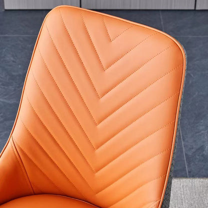 Modern Minimalist Square Four Legs Metal Microfiber Leather Dining Chair Backrest Armless For Dining Room