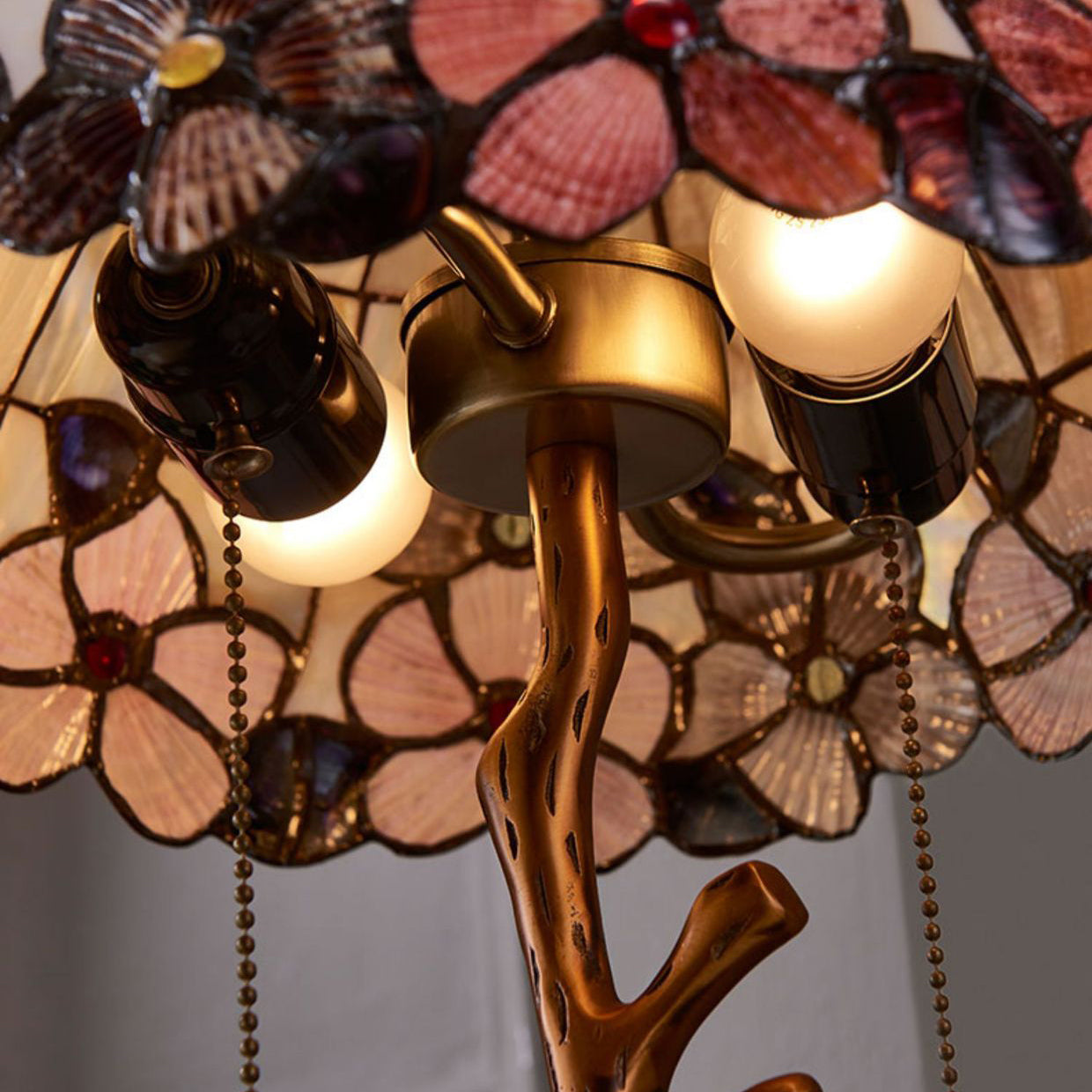Contemporary Luxury Full Copper Bird Decoration Natural Shell Shade 2-Light Table Lamp For Home Office