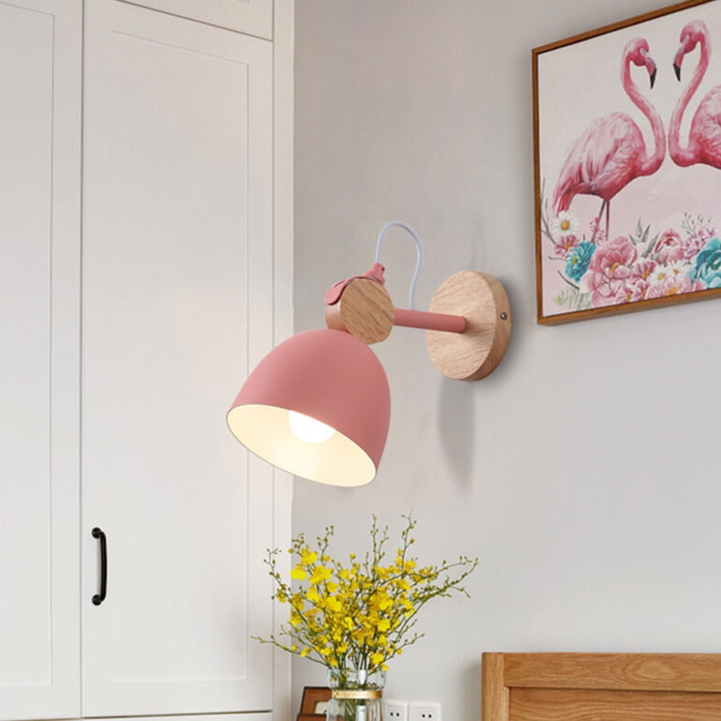 Nordic Macaron Dome Log 1-Light Rotatable Wall Sconce Lamp