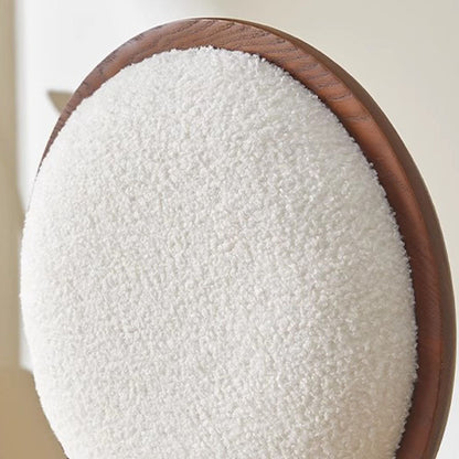 Contemporary Scandinavian Round Back Solid Wood Lambswool PU Leather Dining Chair Backrest For Dining Room