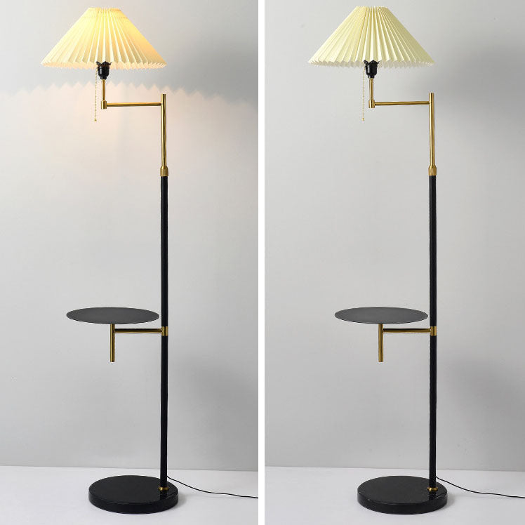 Nordic Light Luxury Pleated Fabric Marble 1-Light Standing Floor Lamp