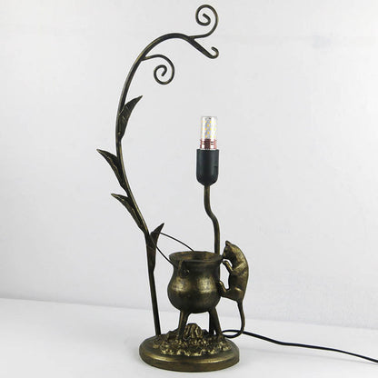 Traditional Tiffany Mouse Flower Resin Stained Glass 1-Light Table Lamp For Bedroom
