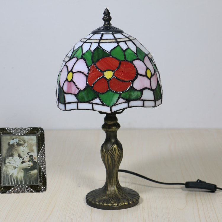 Traditional Tiffany Resin Glass Umbrella Shape 1-Light Table Lamp For Bedroom