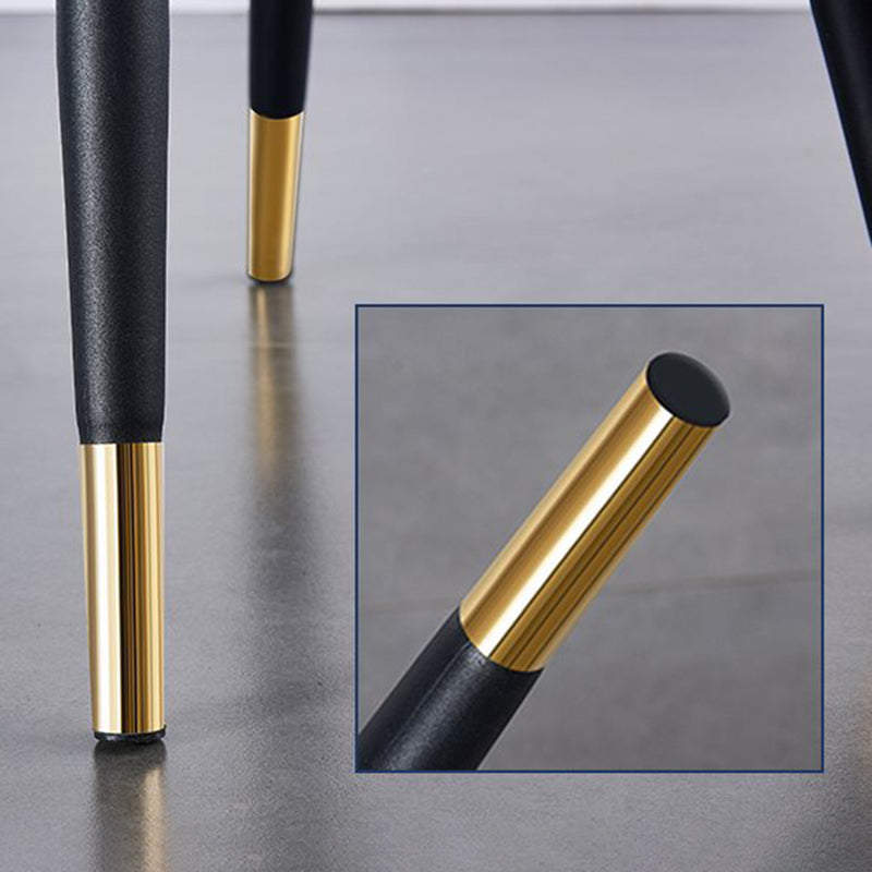 Modern Luxury Square Curved Faux Leather Metal Dining Chair Backrest Armless For Dining Room