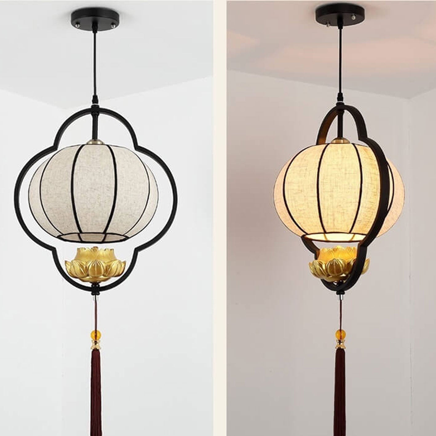 Chinese Retro Light Luxury Wrought Iron 1-Light Pendant Light