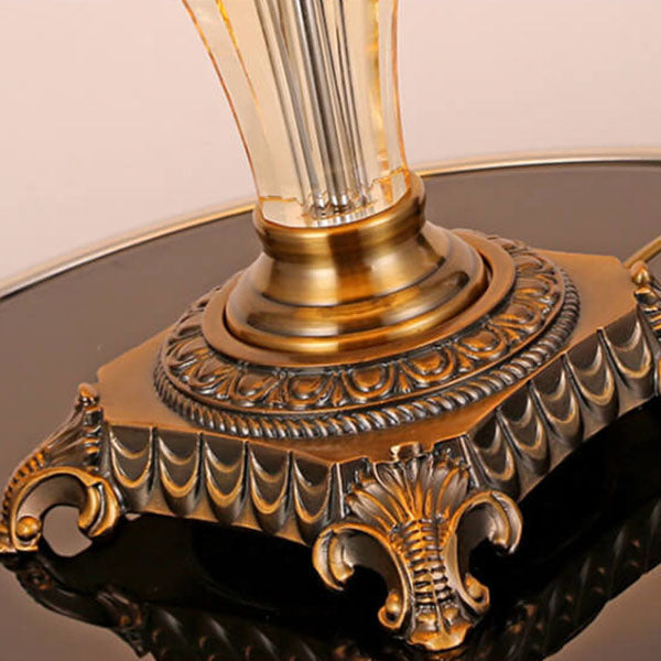 Modern Luxury Fabric Shade Candle Crystal Base 3/4 Light Table Lamp