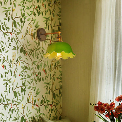 Retro Green Glass Dome 1-Light Wall Sconce Lamp