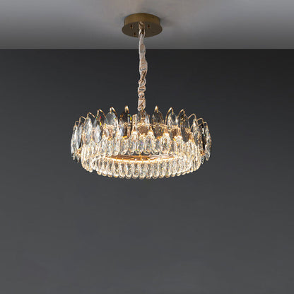 European Light Luxury Round Crystal LED Chandelier
