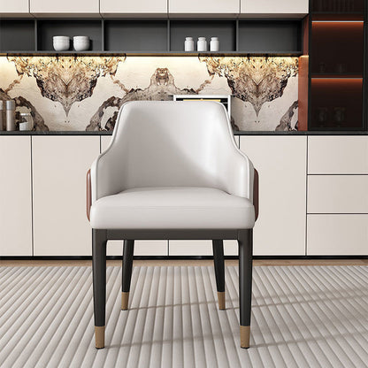 Modern Luxury Square Iron Metal Microfiber Leather Sponge Dining Chair Armrest Backrest Four Legs For Dining Room